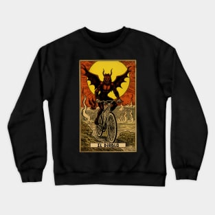 El Diablo: The Devil Riding a Bike Tarot Card Art Crewneck Sweatshirt